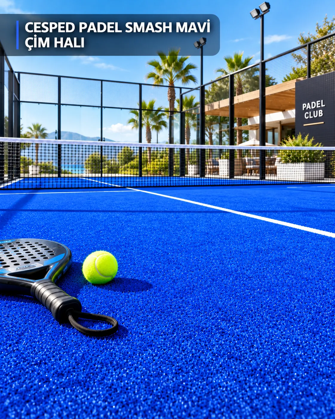 cesped padel smash spor alanı çim halısı mavi